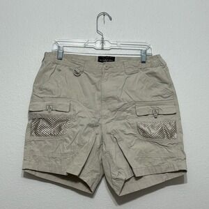 Hook And Tackle Outfitters Cargo Performance Fishing Beige Shorts Men's Size 34